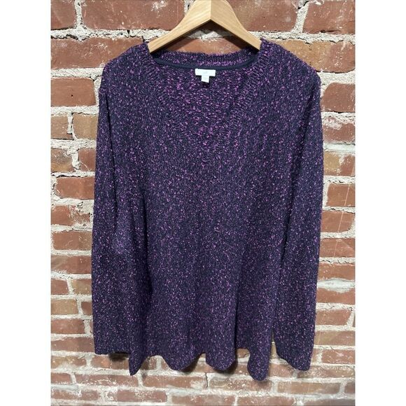 J. Jill Marled V-Neck Purple Speckled Sweater, Cotton Blend 3XL Plus Size - Picture 1 of 3